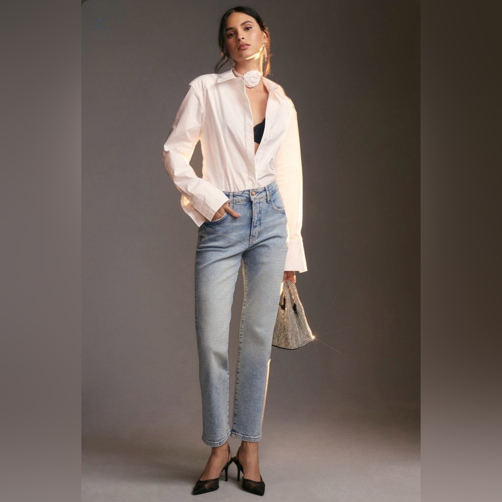 Vintage High-Rise Gem Straight-Leg Jeans Pilcro by Anthropology